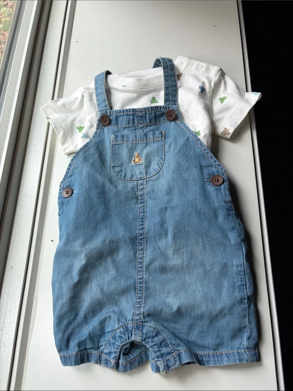GAP Light Blue Denim Baby Overalls with Front Pocket